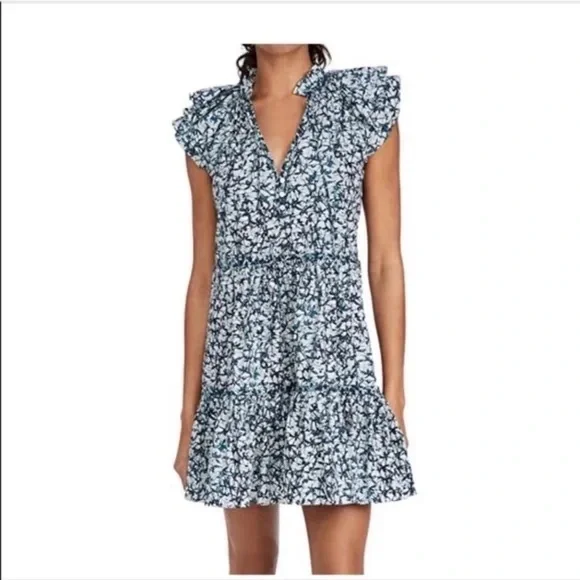 Veronica Beard Zee Batik Print Tiered Mini Dress size 4 - Picture 1 of 13